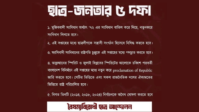 বৈষম্যবিরোধী ছাত্র আন্দোলনের নতুন ৫ দফা দাবি - Surma Times | Sylhet News