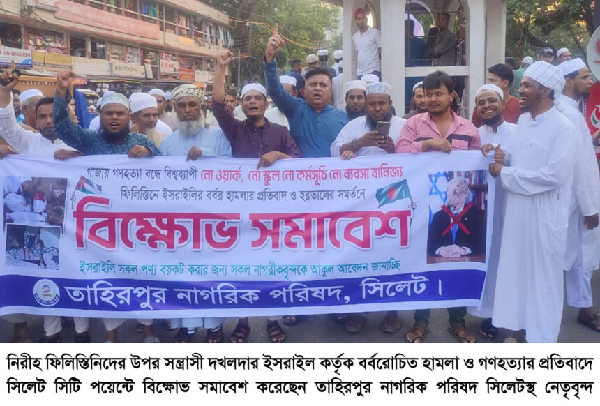ফিলিস্তিনে গণহত্যার প্রতিবাদে তাহিরপুর নাগরিক পরিষদের বিক্ষোভ সমাবেশ - Surma Times | Sylhet News