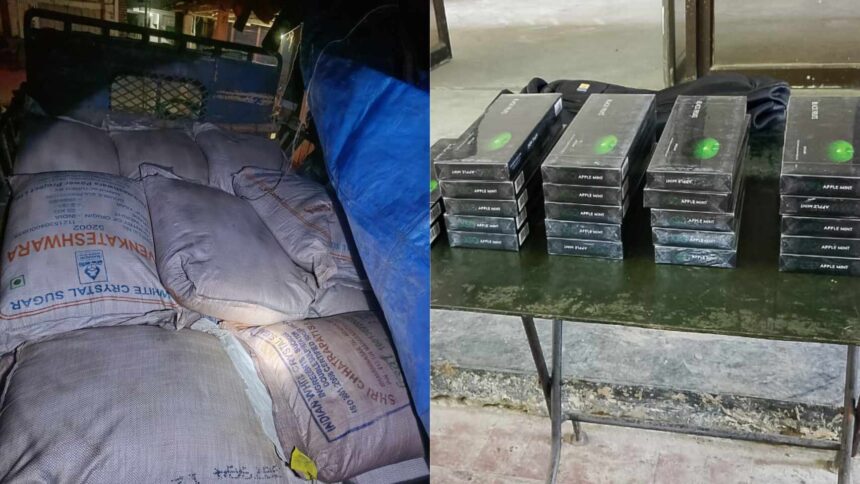 জৈন্তাপুরে সেনাবাহিনীর অভিযানে ভারতীয় চিনি ও সিগারেট আটক - Surma Times | Sylhet News