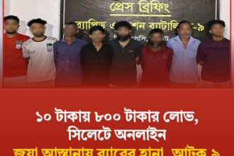 ১০ টাকায় ৮০০ টাকার লোভ, সিলেটে অনলাইন জুয়া আস্তানায় র্যাবের হানা, আটক ৯ 18 ১০ টাকায় ৮০০ টাকার লোভ, সিলেটে অনলাইন জুয়া আস্তানায় র্যাবের হানা, আটক ৯ - Surma Times | Sylhet News