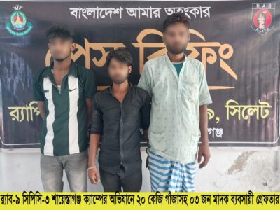 লাখাইয়ে সিএনজি থামিয়ে ২০ কেজি গাঁজাসহ তিনজন গ্রেপ্তার - Surma Times | Sylhet News