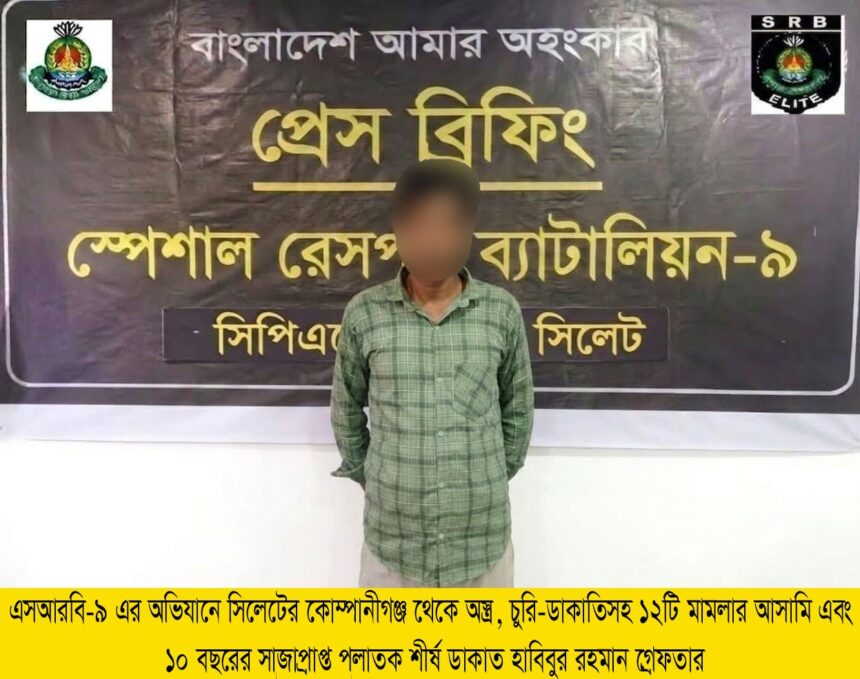 এসআরবির অভিযানে ১০ বছরের সাজাপ্রাপ্ত শীর্ষ ডাকাত গ্রেফতার 31 এসআরবির অভিযানে ১০ বছরের সাজাপ্রাপ্ত শীর্ষ ডাকাত গ্রেফতার - Surma Times | Sylhet News